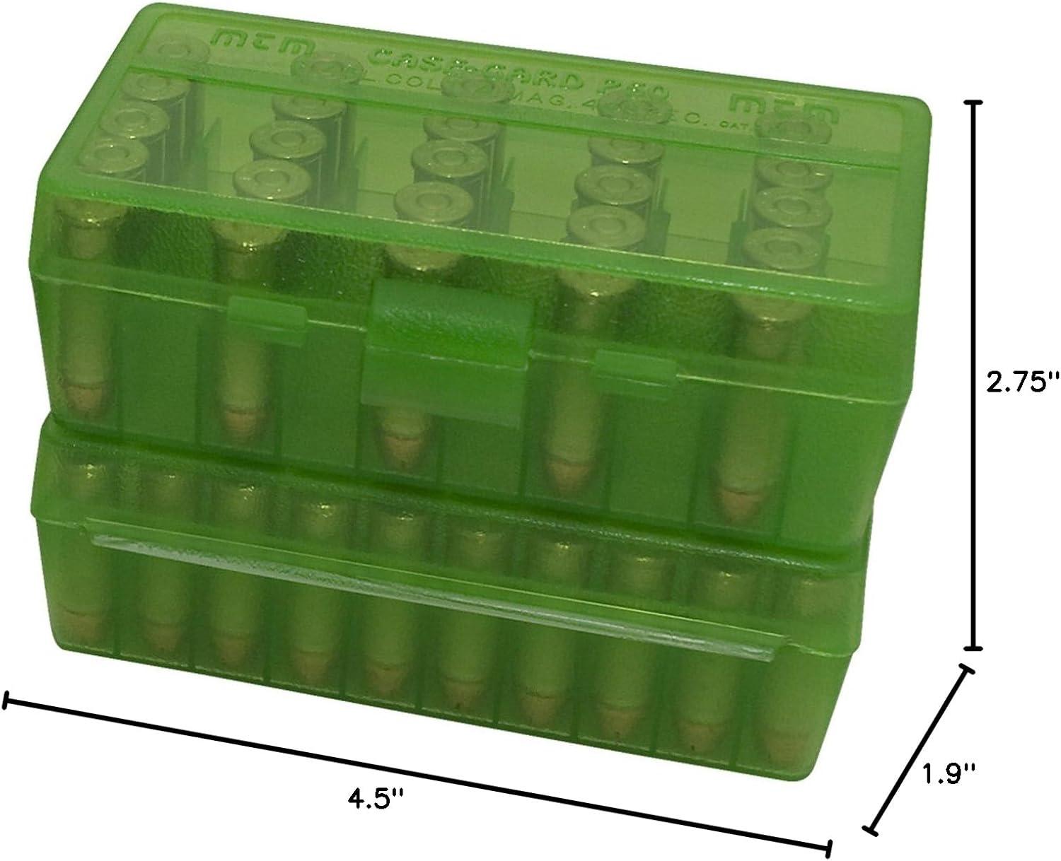 image:imageMTM 50 Round FlipTop Ammo Box 38357 Cal Clear BlueClear Green
