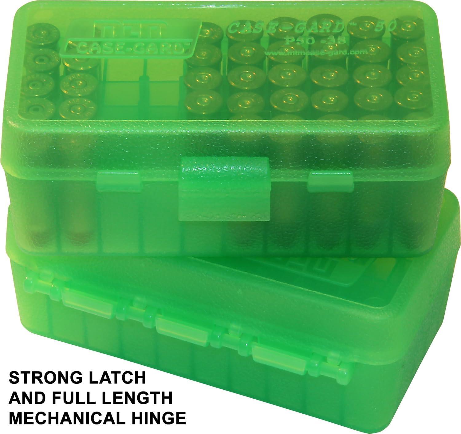 image:imageMTM 50 Round FlipTop Ammo Box 38357 Cal Clear BlueClear Green