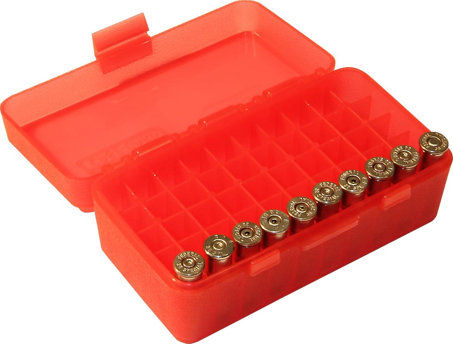 image:imageMTM 50 Round FlipTop Ammo Box 38357 Cal Clear BlueRed