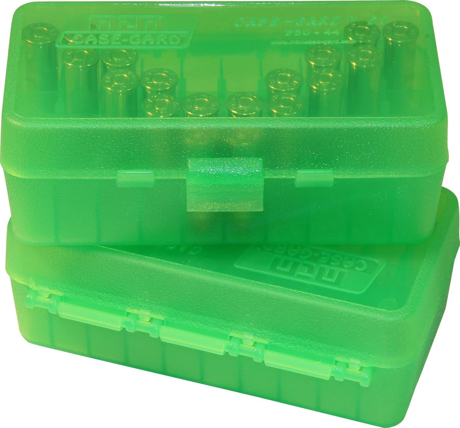 image:imageMTM 50 Round FlipTop Ammo Box 4144 Cal Green 175Clear Green