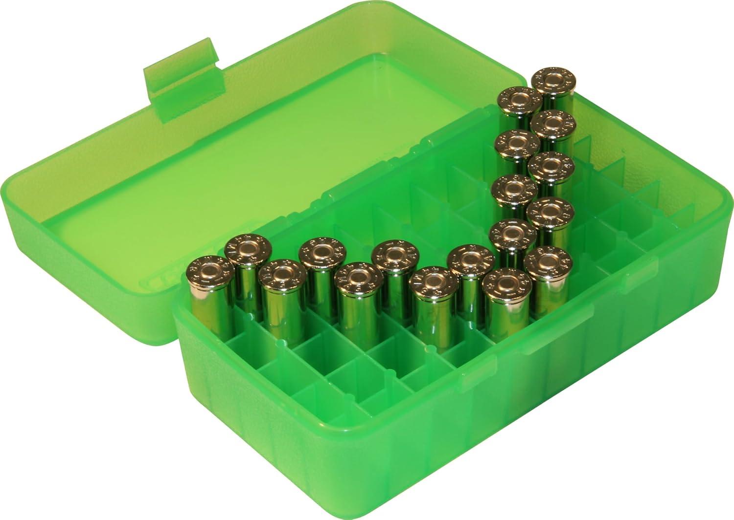 image:imageMTM 50 Round FlipTop Ammo Box 4144 Cal Green 175Clear Green