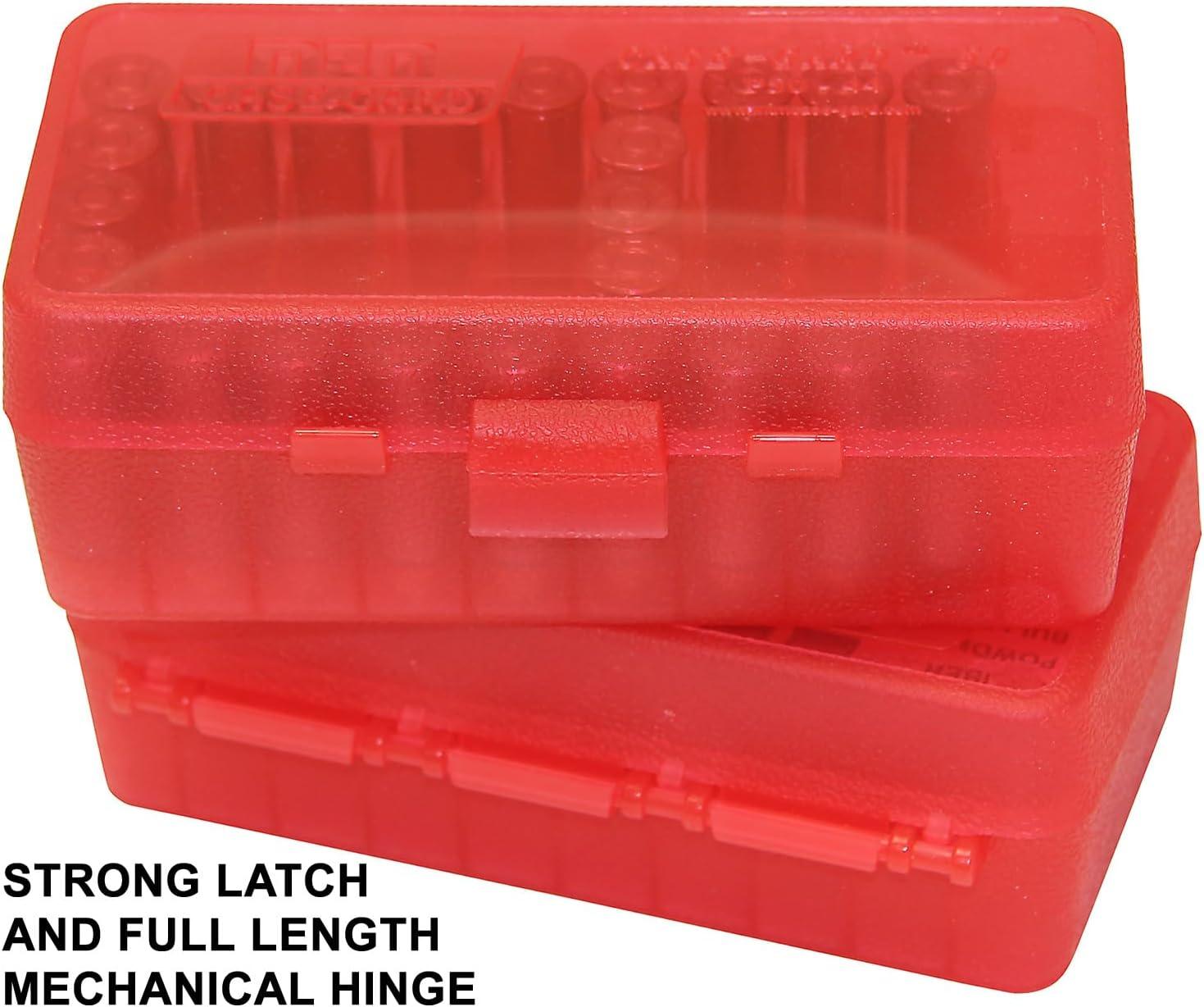 image:imageMTM 50 Round FlipTop Ammo Box 4144 Cal Green 175Clear Red