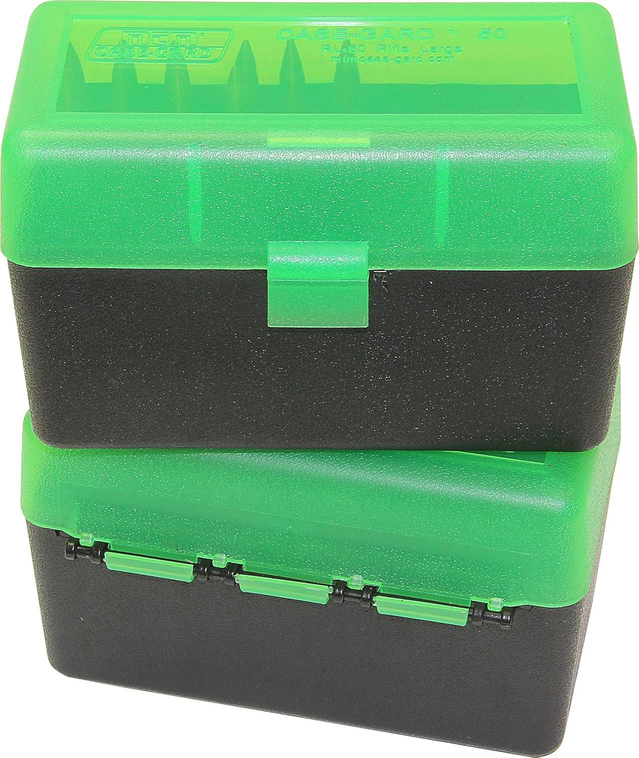 image:imageMTM 50 Round FlipTop Rifle Ammo Box 270 Win 280 Rem 3006 Clear GreenClear Green