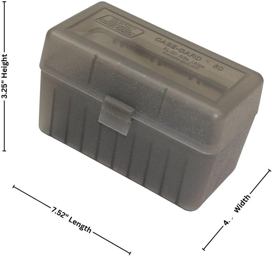 image:imageMTM 50 Round FlipTop Rifle Ammo Box 270 Win 280 Rem 3006 Clear GreenClear Smoke