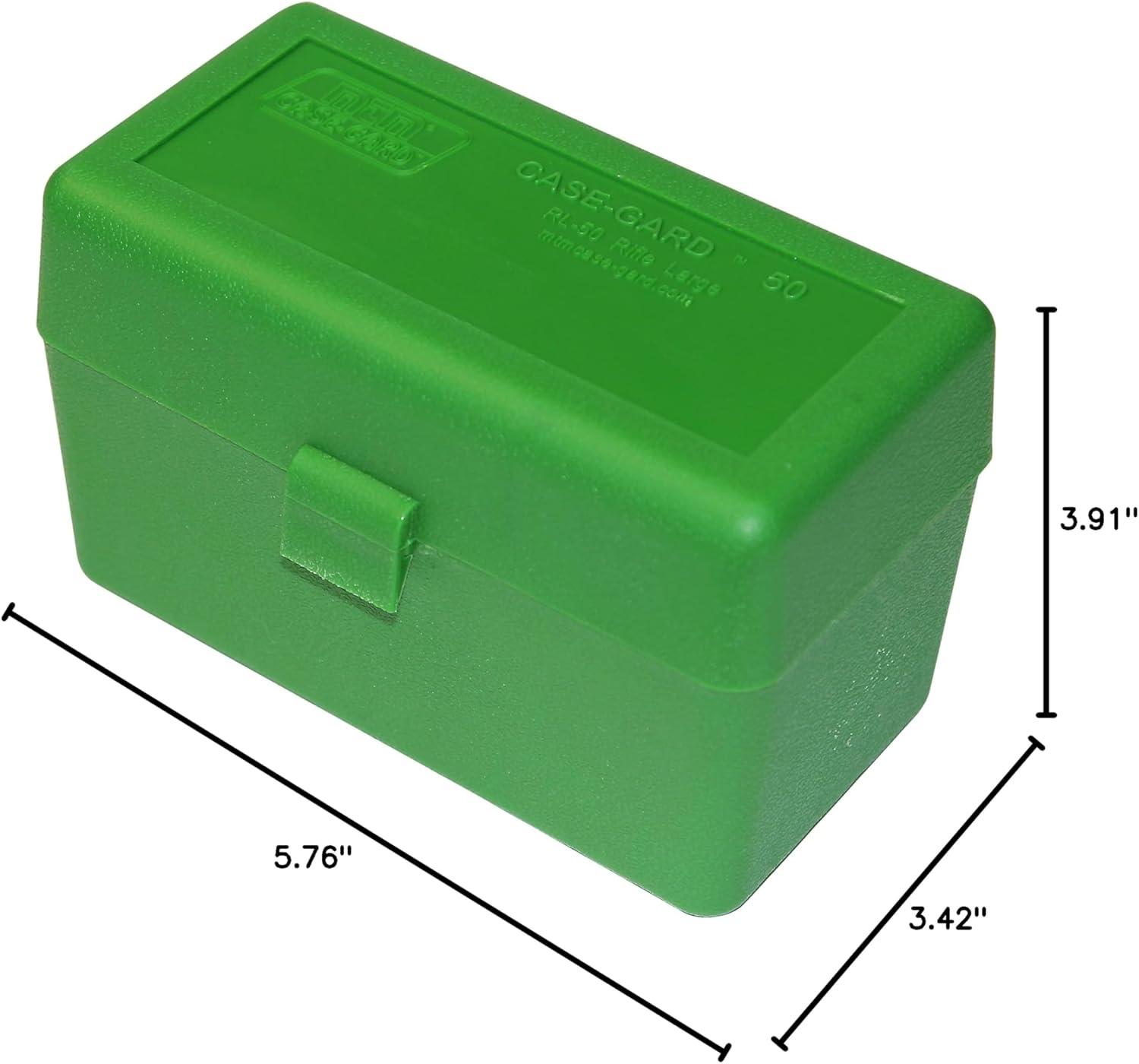 image:imageMTM 50 Round FlipTop Rifle Ammo Box 270 Win 280 Rem 3006 Green
