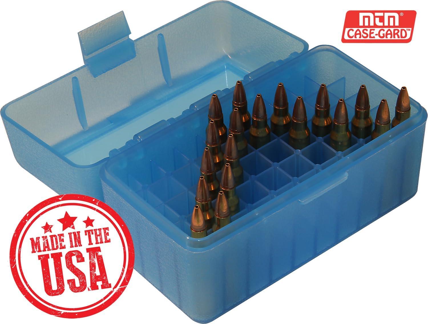 image:imageMTM CaseGard MTM 50 Round Rifle Ammo Box 17 204 223 556x45 6x47Clear Blue