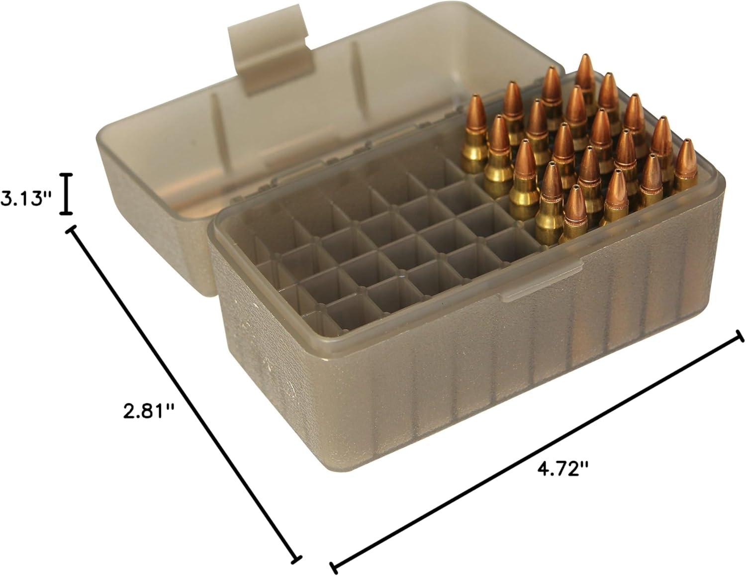 image:imageMTM CaseGard MTM 50 Round Rifle Ammo Box 17 204 223 556x45 6x47Clear Smoke