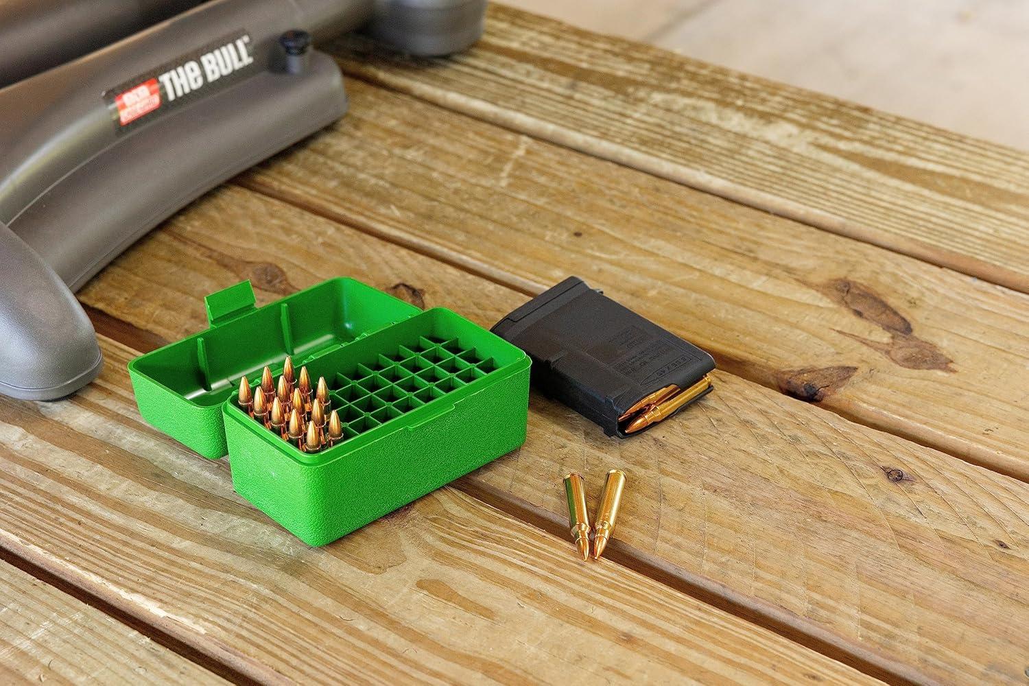 image:imageMTM CaseGard MTM 50 Round Rifle Ammo Box 17 204 223 556x45 6x47Green