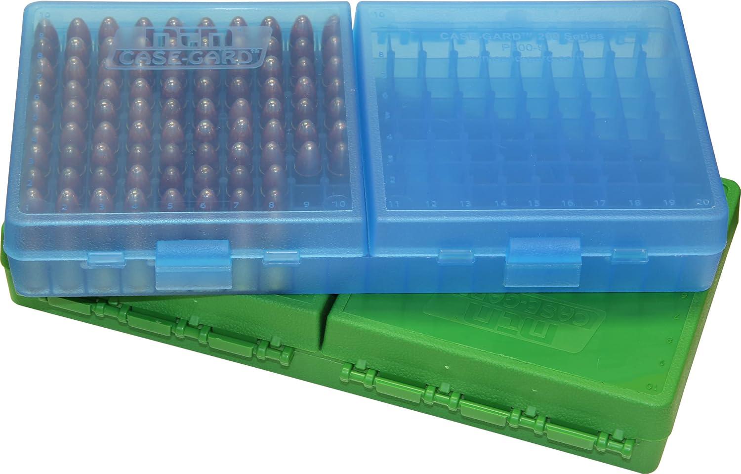 image:imageMTM CaseGard P200 Series Flip Top Handgun Ammo Box 9mm Luger9mm Makarov380 ACP30 Luger Holds 200 Rounds Clear BlueClear Blue