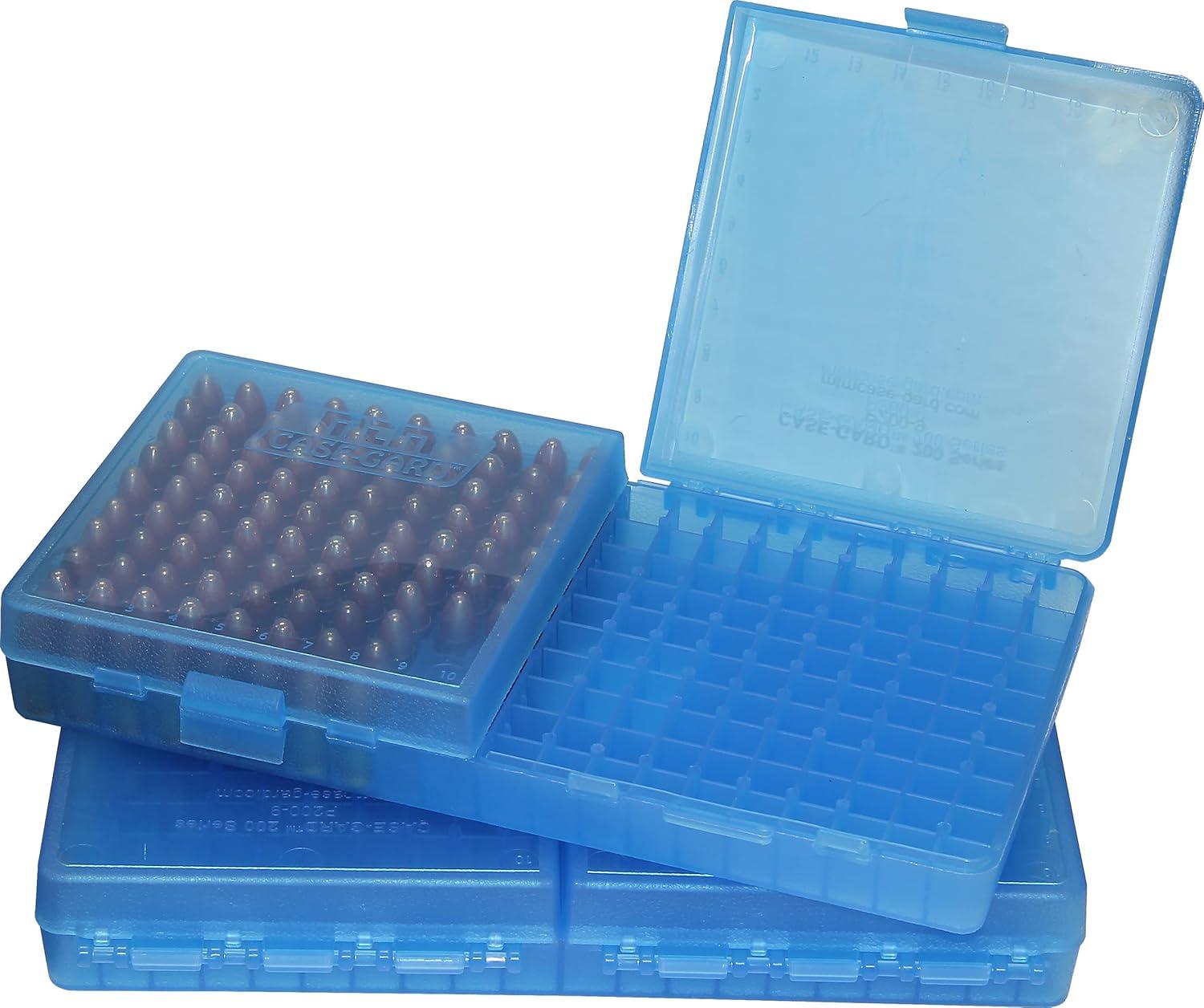 image:imageMTM CaseGard P200 Series Flip Top Handgun Ammo Box 9mm Luger9mm Makarov380 ACP30 Luger Holds 200 Rounds Clear BlueClear Blue