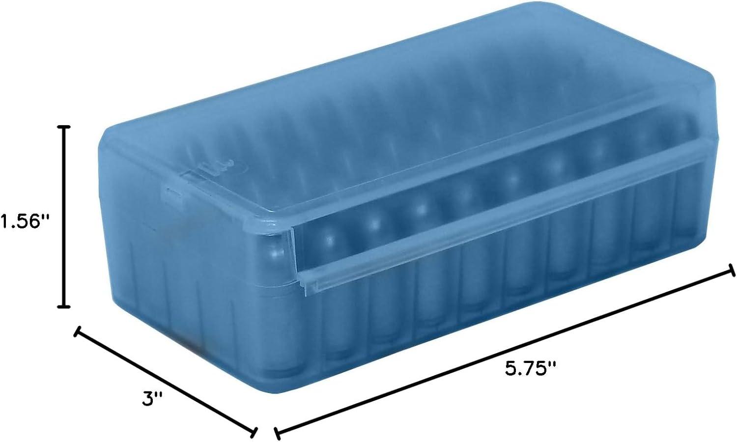 image:imageMTM CaseGard P50SS4516 Side Slide Ammo Box 50 Round 45 ACP 10mm 357 Sig 40 SampW 45 GAP 8mm Nanbu USA Made Clear GreenClear Blue