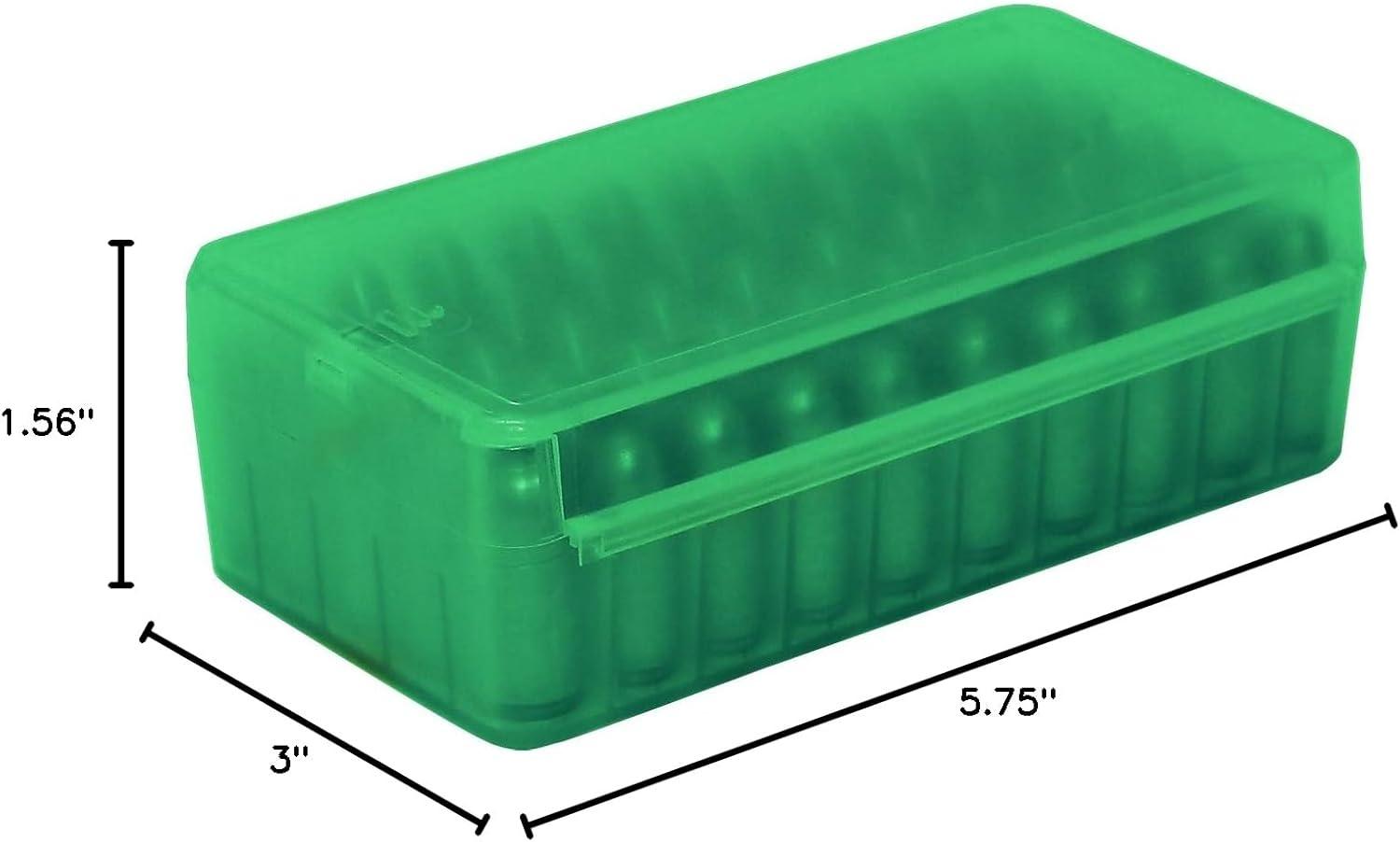 image:imageMTM CaseGard P50SS4516 Side Slide Ammo Box 50 Round 45 ACP 10mm 357 Sig 40 SampW 45 GAP 8mm Nanbu USA Made Clear GreenClear Green