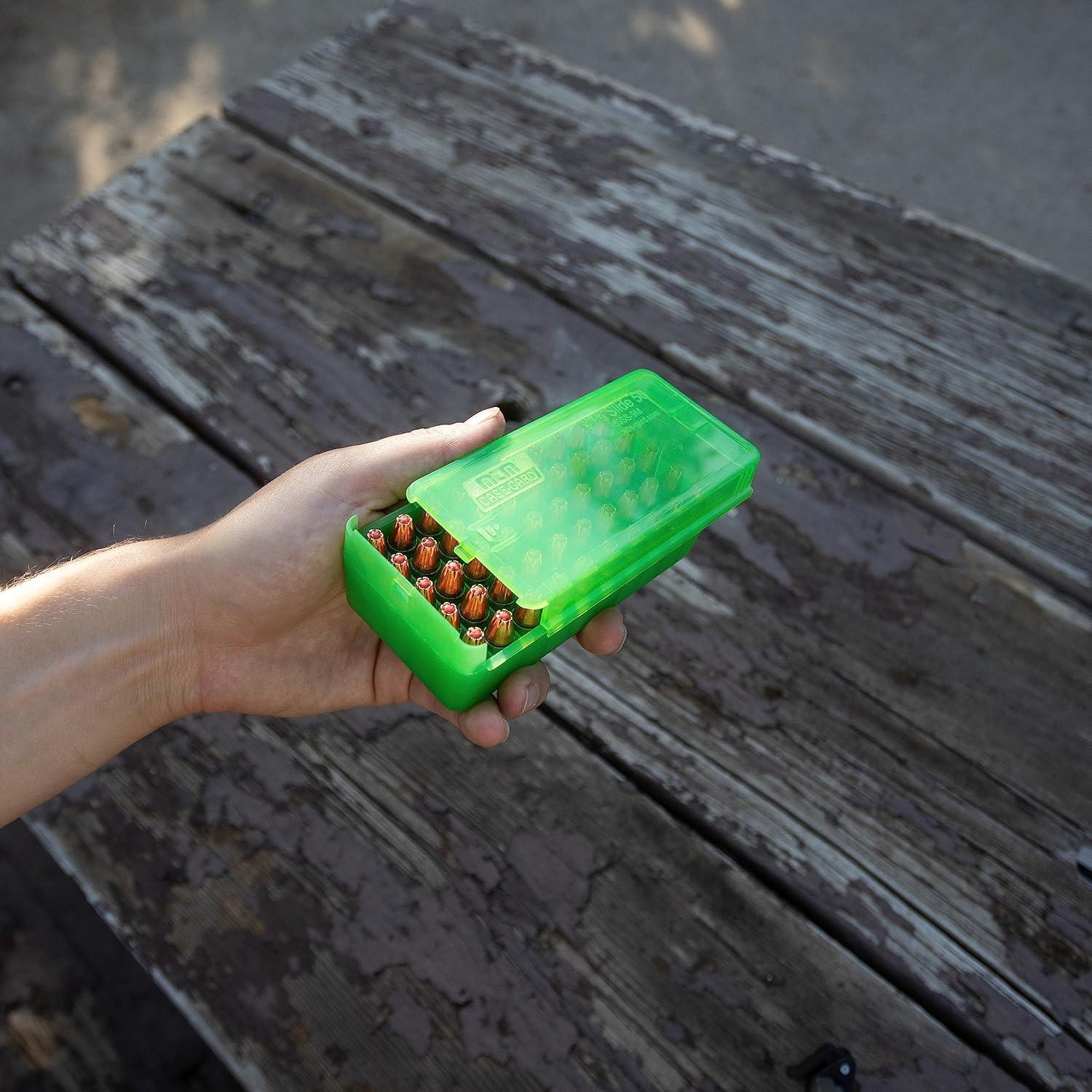 image:imageMTM CaseGard P50SS9M16 Side Slide Ammo Box 50 Round 9mm Luger 380 ACP 30 Luger 30 S Carry 32 SampW 9mm Makarov USA Made Clear GreenClear Green