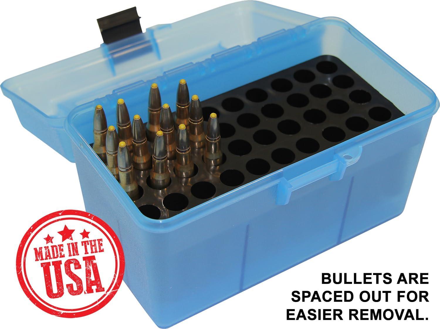 image:imageMTM H50RL Deluxe 50Round Rifle Ammo Case Box 3006 270 Win 2506 Clear Blue ModelH50RL24Clear Blue