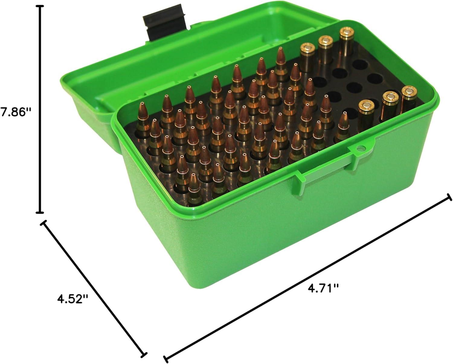 image:imageMTM H50RL Deluxe 50Round Rifle Ammo Case Box 3006 270 Win 2506 Clear Blue ModelH50RL24Green