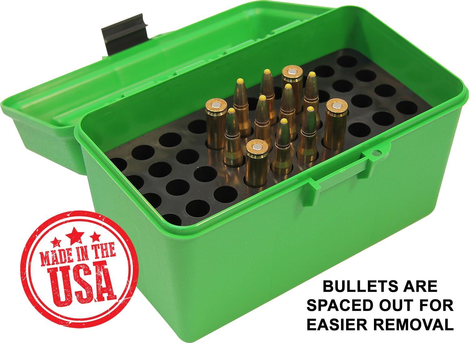 image:imageMTM H50RL Deluxe 50Round Rifle Ammo Case Box 3006 270 Win 2506 Clear Blue ModelH50RL24Green