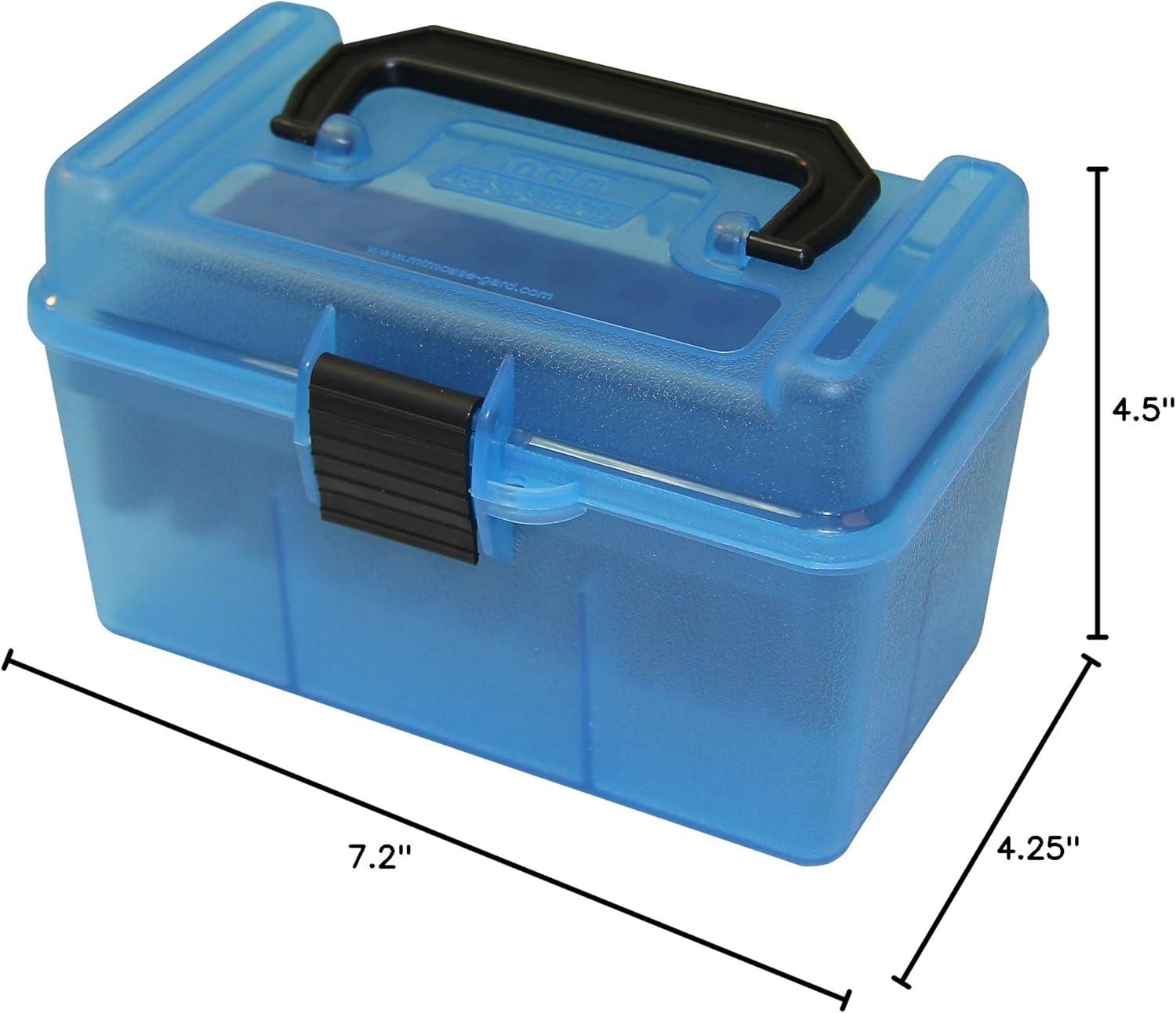 image:imageMTM H50RS Deluxe 50 Round Rifle Ammo Box 17 204 223 556x45 6x47Clear Blue