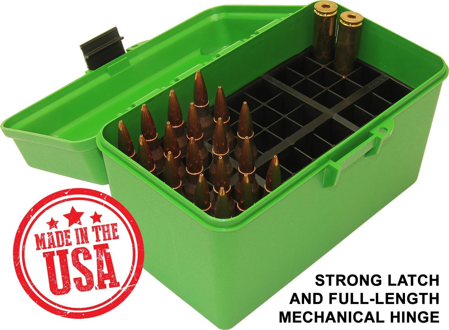 image:imageMTM H50XL Deluxe Handled 50Round Rifle Ammo Case Box 270 300 WSM 338 LapuaGreen