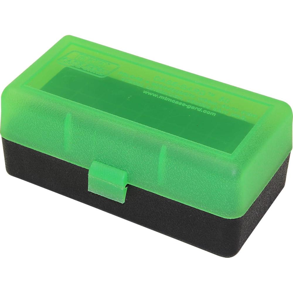 image:imageMTM 50 Round FlipTop Rifle Ammo Box WSSM 500 SampW GreenClear Green