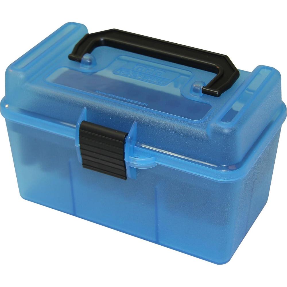 image:imageMTM H50RS Deluxe 50 Round Rifle Ammo Box 17 204 223 556x45 6x47Clear Blue