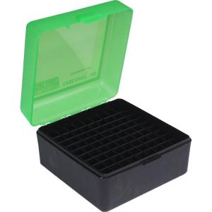 image:imageMTM 100 Round FlipTop Rifle Ammo Box 2225 308 W 243 Clear GreenBlackClear GreenBlack