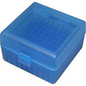 image:imageMTM 100 Round Rifle Ammo Box 17 204 223 556x45 6x47 Clear Blue