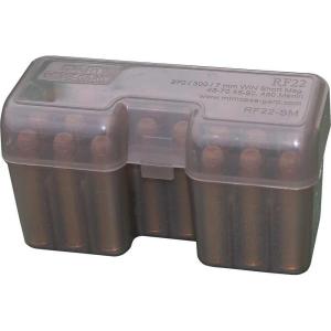 image:imageMTM 22 Round FlipTop Rifle Ammo Box 270 WSM to 300 WSM 4570 Clear Smoke