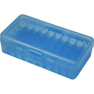 image:imageMTM 404510MM Cal 50 Round FlipTop Ammo BoxClear Blue