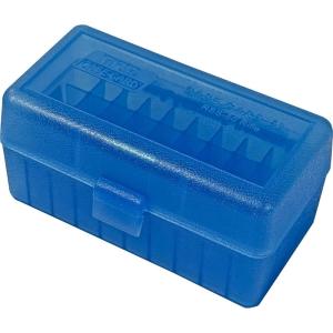 image:imageMTM 50 Round FlipTop Rifle Ammo Box 22250 to 762 X 39 Clear GreenClear Blue