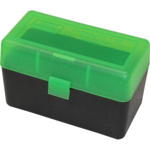 image:imageMTM 50 Round FlipTop Rifle Ammo Box 270 Win 280 Rem 3006 Clear GreenClear Green
