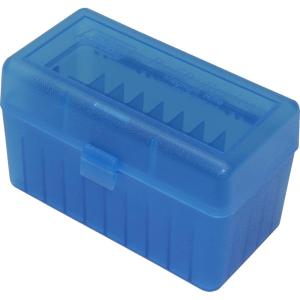 image:imageMTM 50 Round FlipTop Rifle Ammo Box Large Mag Clear GreenBlackClear Blue