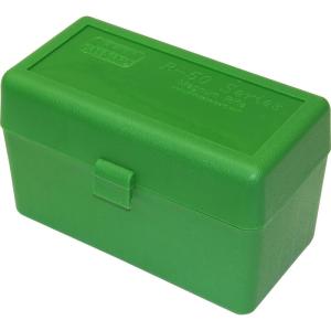 image:imageMTM 50 Round FlipTop Rifle Ammo Box Large Mag Clear GreenBlackGreen