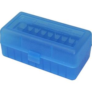 image:imageMTM 50 Round FlipTop Rifle Ammo Box WSSM 500 SampW GreenClear Blue