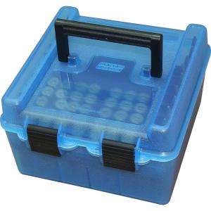 image:imageMTM CaseGard R10010 Deluxe Ammo Box 100 Round  Fits 22250 243 270 308 Win 3006  Includes Adjustable Inner Trays  Made of Polypropylene  USA Made  GreenClear Blue