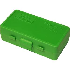 image:imageMTM P509M10 Ammo Box 50 Round FlipTop  Fits 380 ACP amp 9MM Cal Made of Polypropylene  Stackable Snap Lock Latch  USA Made  GreenGreen