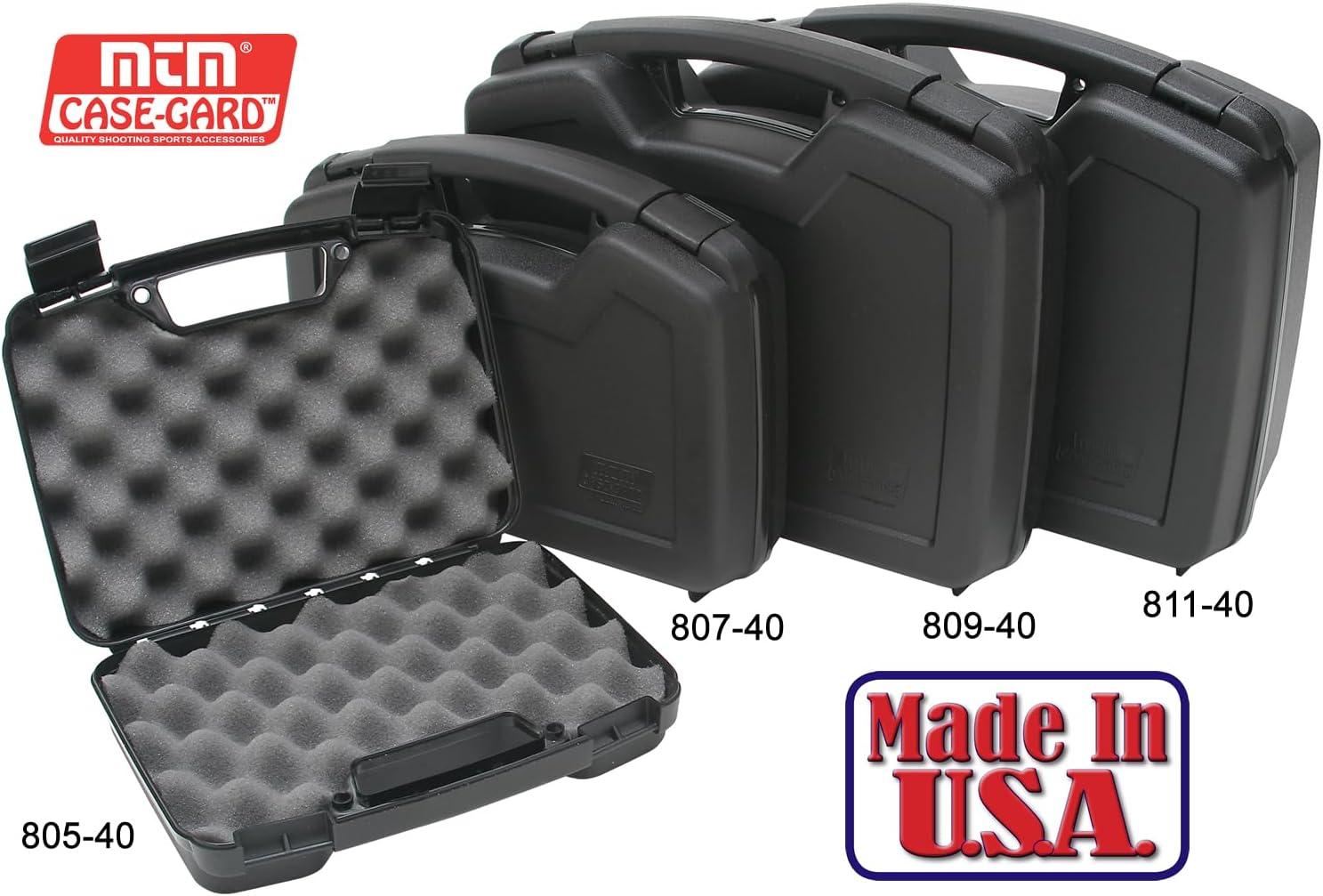 image:imageMTM 805Single Pistol Handgun Case Up to 4 Revolver Barrel USA MadeBlack