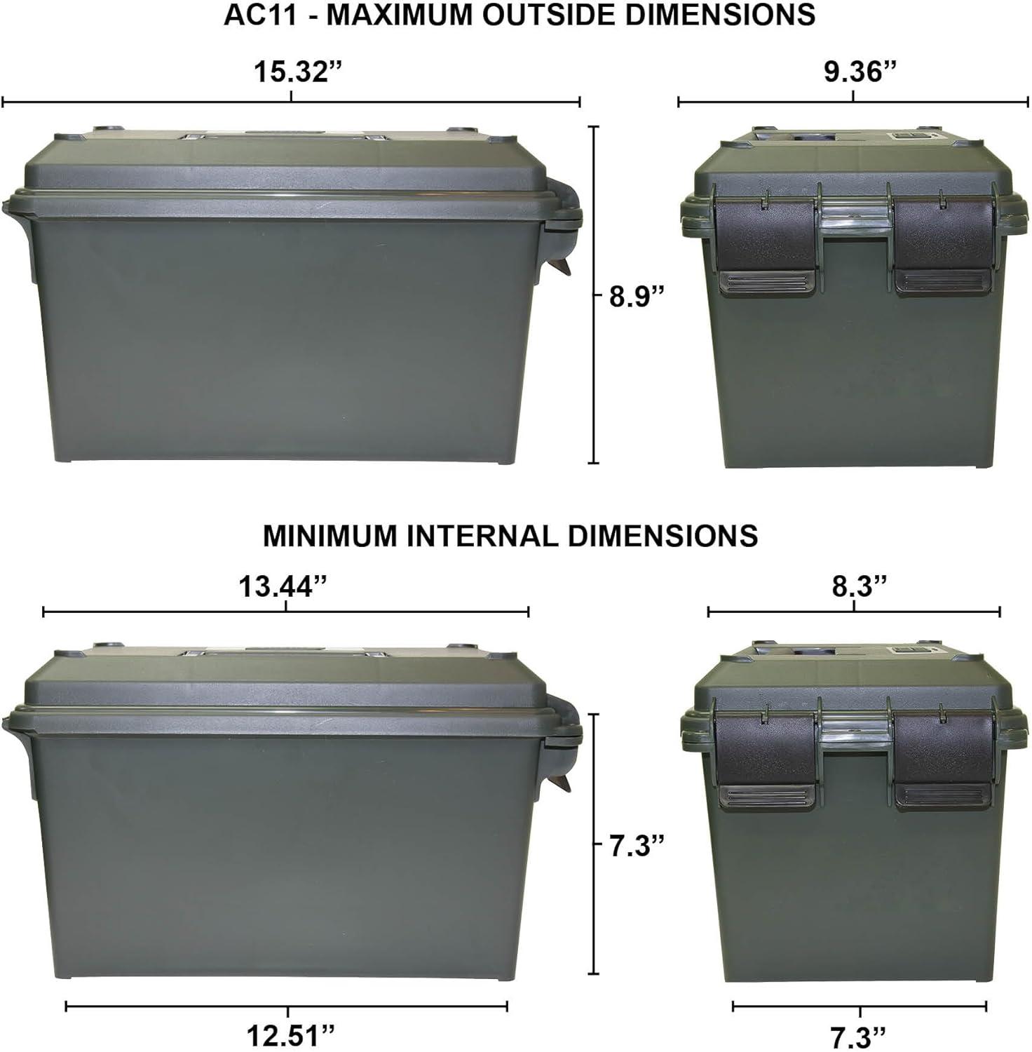 image:imageMTM AC11 Ammo Can for Bulk Ammo Lockable WaterResistant HeavyDuty Dual Latches Double Padlock Tabs USA Made Forest Green