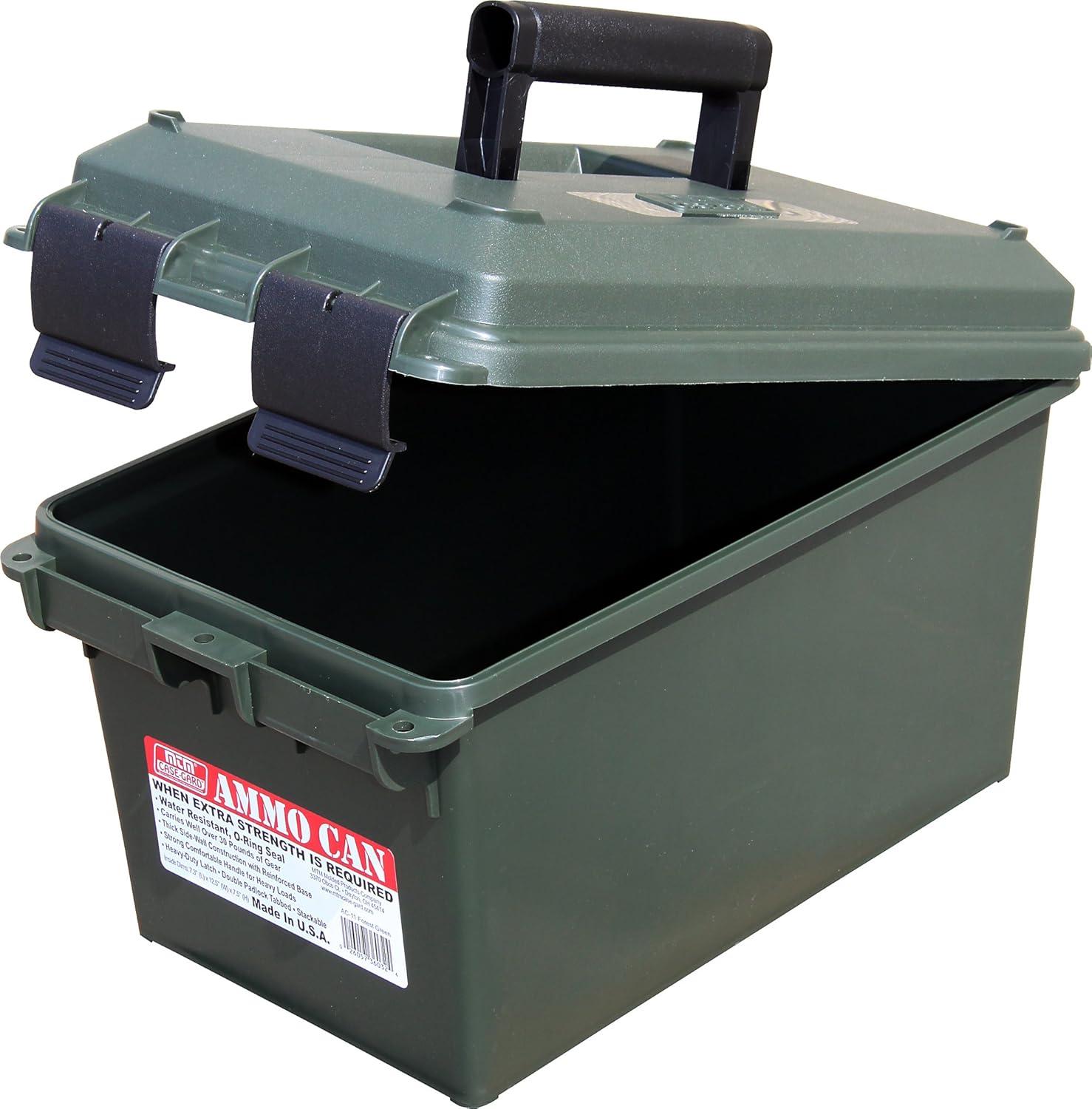 image:imageMTM AC11 Ammo Can for Bulk Ammo Lockable WaterResistant HeavyDuty Dual Latches Double Padlock Tabs USA Made Forest Green