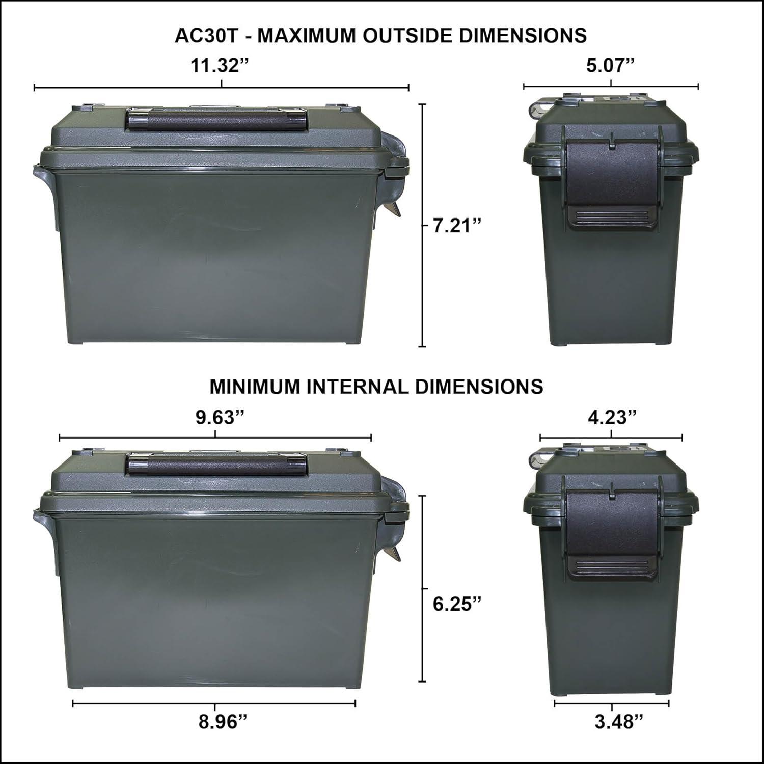 image:imageMTM AC30T Ammo Storage Box 30 Cal Ammo Can Excellent Field Boxes Water and Dust Resistant Lockable Storage Box with Handle Secures Hunting Gear Supplies and Bullets USA MadeBlack
