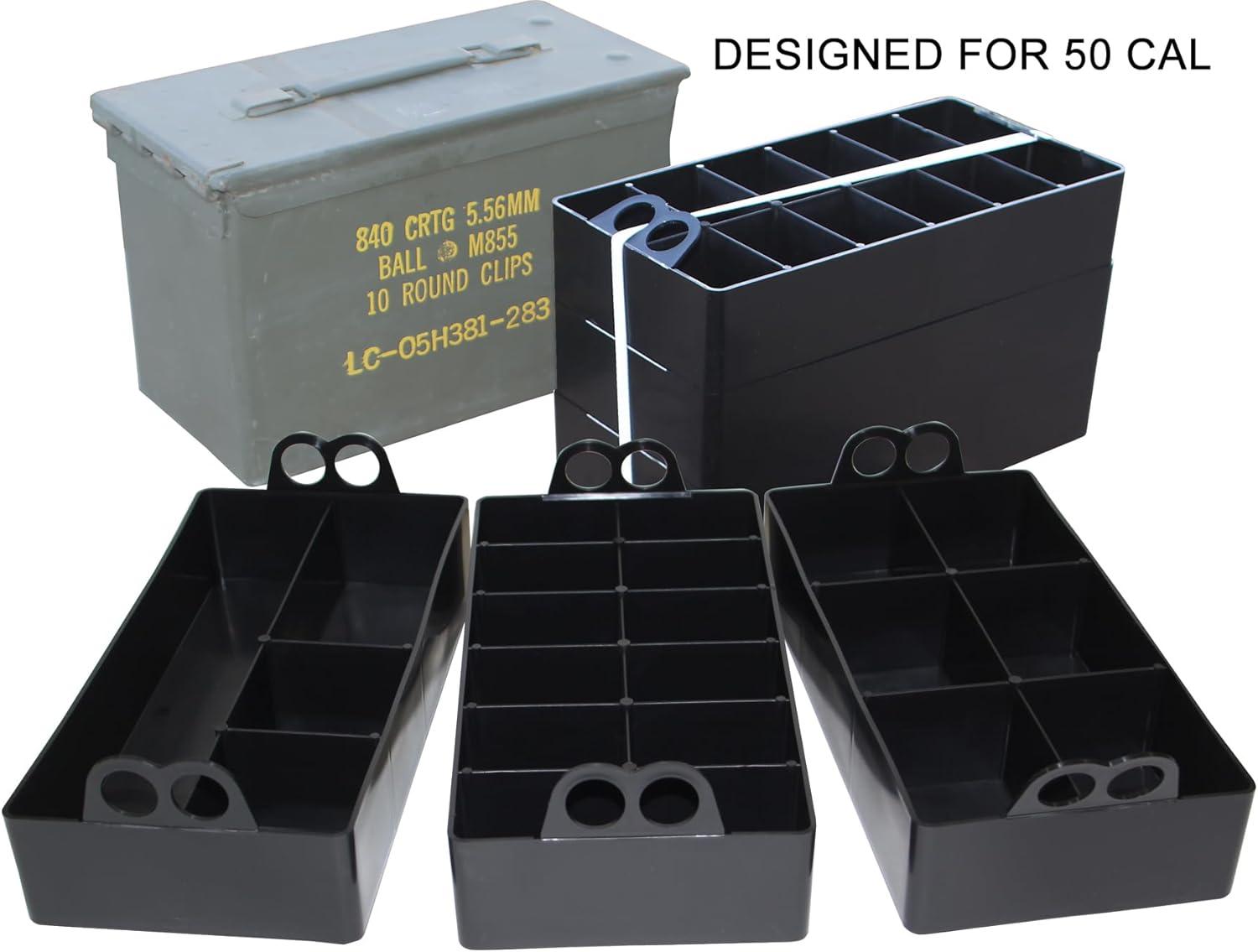 image:imageMTM ACO Ammo Can Organizer Trays for 50 Caliber Size Metal or Plastic Ammo cans 3 Pack Mobile Small Parts Organizer for Firearms Screws Nails Bolts Hardware USA Made Black
