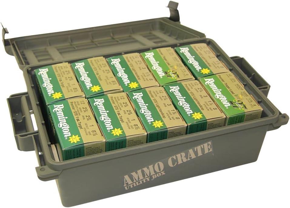 image:imageMTM ACR418 Ammo Crate Utility BoxCarry up to 65lbs of gearStackable design double padlock for security Waterresistant Oring seal Army GreenMedium