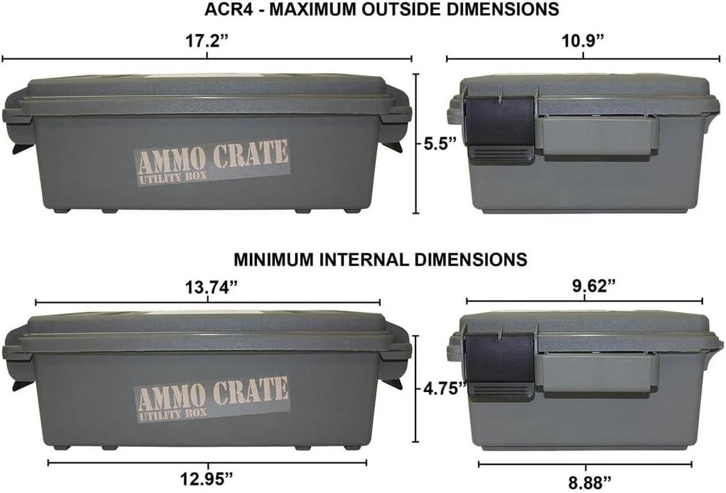 image:imageMTM ACR418 Ammo Crate Utility BoxCarry up to 65lbs of gearStackable design double padlock for security Waterresistant Oring seal Army GreenMedium