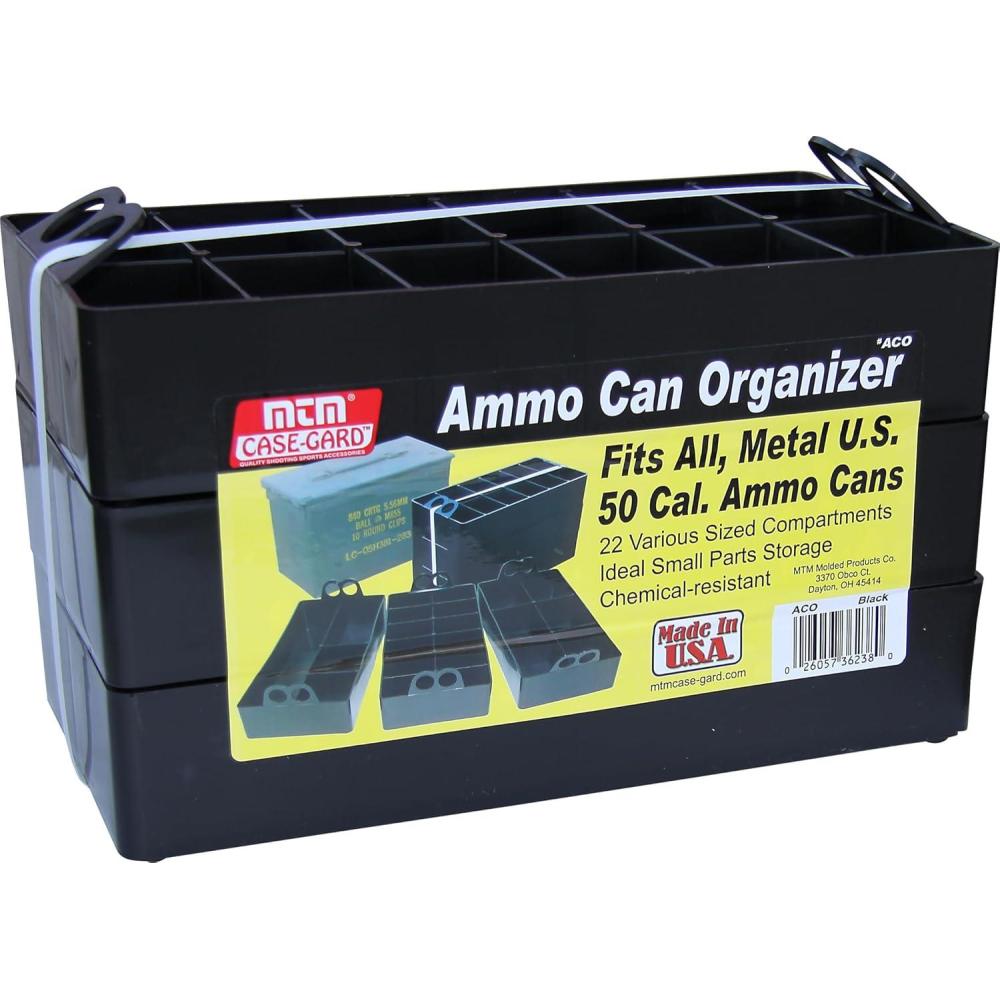 image:imageMTM ACO Ammo Can Organizer Trays for 50 Caliber Size Metal or Plastic Ammo cans 3 Pack Mobile Small Parts Organizer for Firearms Screws Nails Bolts Hardware USA Made Black