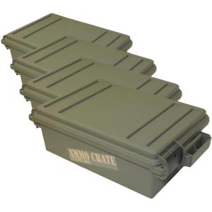 image:imageMTM ACR418 Ammo Crate Utility BoxCarry up to 65lbs of gearStackable design double padlock for security  Waterresistant Oring seal  Army GreenMedium Pack of 4