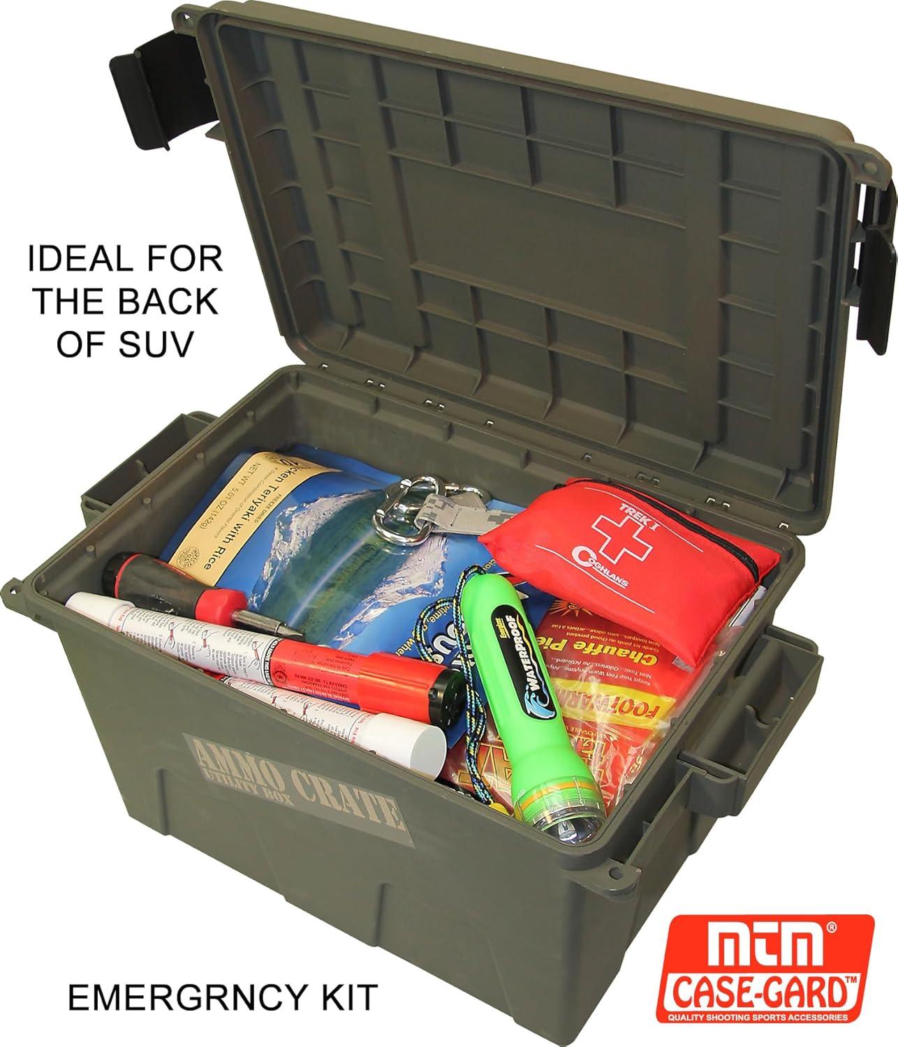 image:imageMTM ACR718 Ammo Crate Utility Box Ammo survival or hunting gear storage ORing seal for water resistant dry storage Double padlock tabbed for security Carries 65lbs of gear Army Green