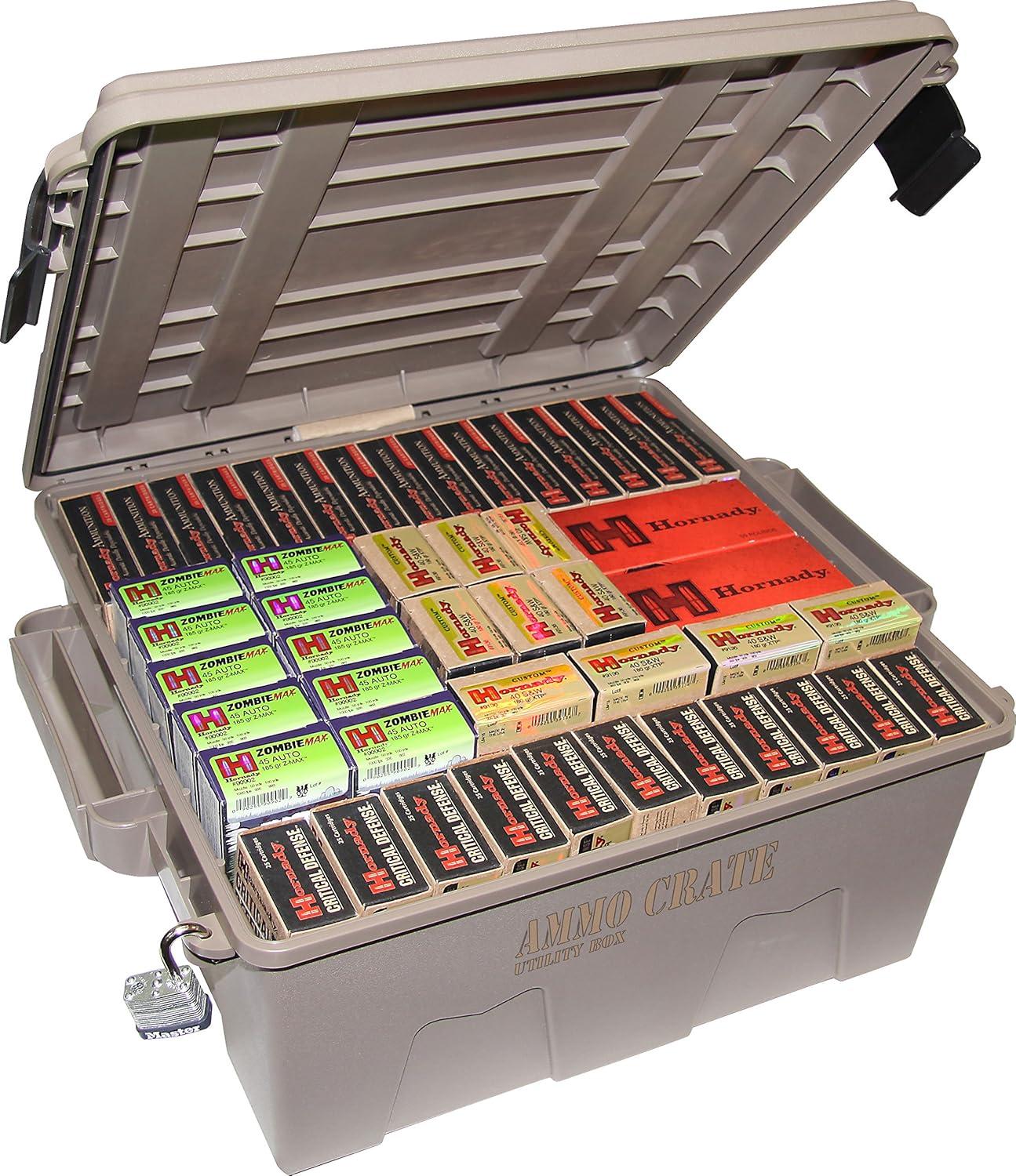 image:imageMTM ACR872 Ammo Crate Utility Box Ammo Survival or Hunting Gear Storage ORing Seal for Water Resistant Dry Storage Double Padlock tapped for Security Carries 85lbs of Gear Dark Earth