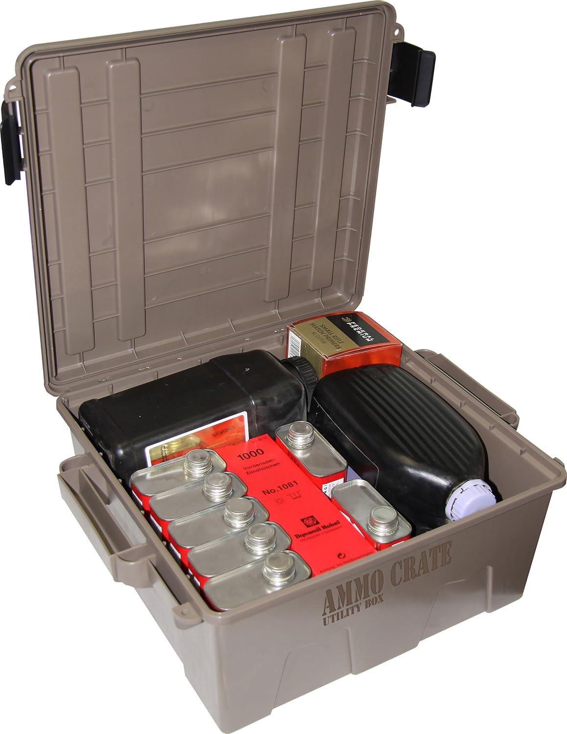 image:imageMTM ACR872 Ammo Crate Utility Box Ammo Survival or Hunting Gear Storage ORing Seal for Water Resistant Dry Storage Double Padlock tapped for Security Carries 85lbs of Gear Dark Earth