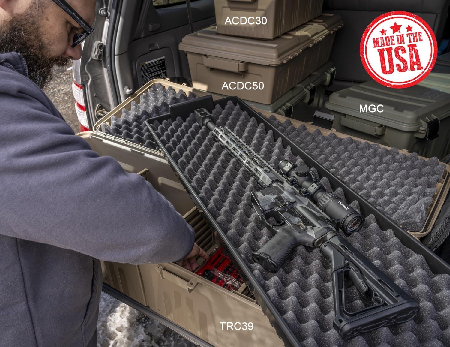 image:imageMTM TRC39 Tactical Rifle Crate with Wheels 39 Single Scope Hard Rifle Gun Carrying Case Lockable All Weather Shooting Gear Storage Box ideal for Range or Field Made in USA Dark Earth