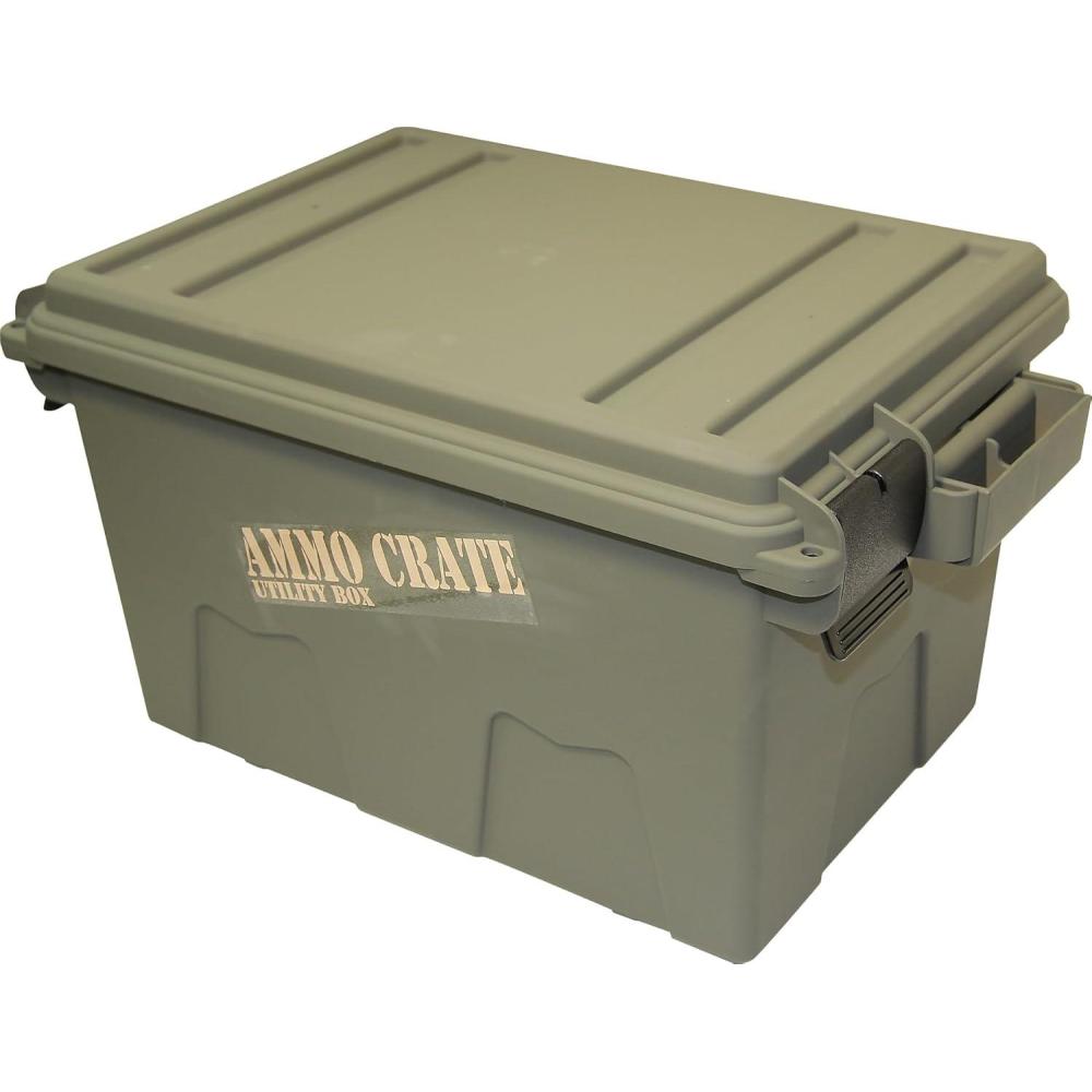 image:imageMTM ACR718 Ammo Crate Utility Box Ammo survival or hunting gear storage ORing seal for water resistant dry storage Double padlock tabbed for security Carries 65lbs of gear Army Green
